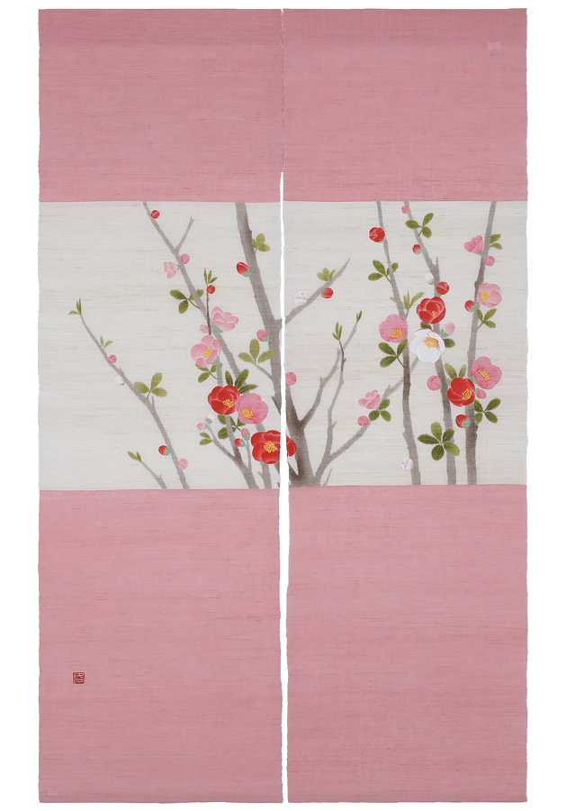 のれん「木瓜の花」