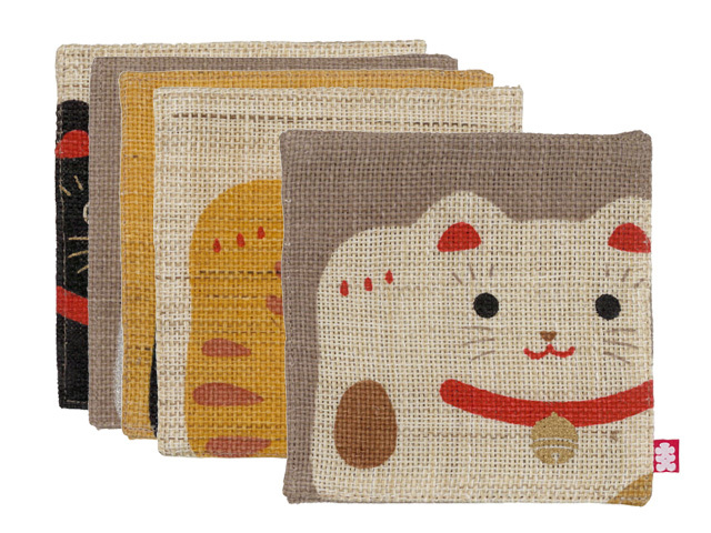 ［大入DESIGN］開運猫コースター５枚セット